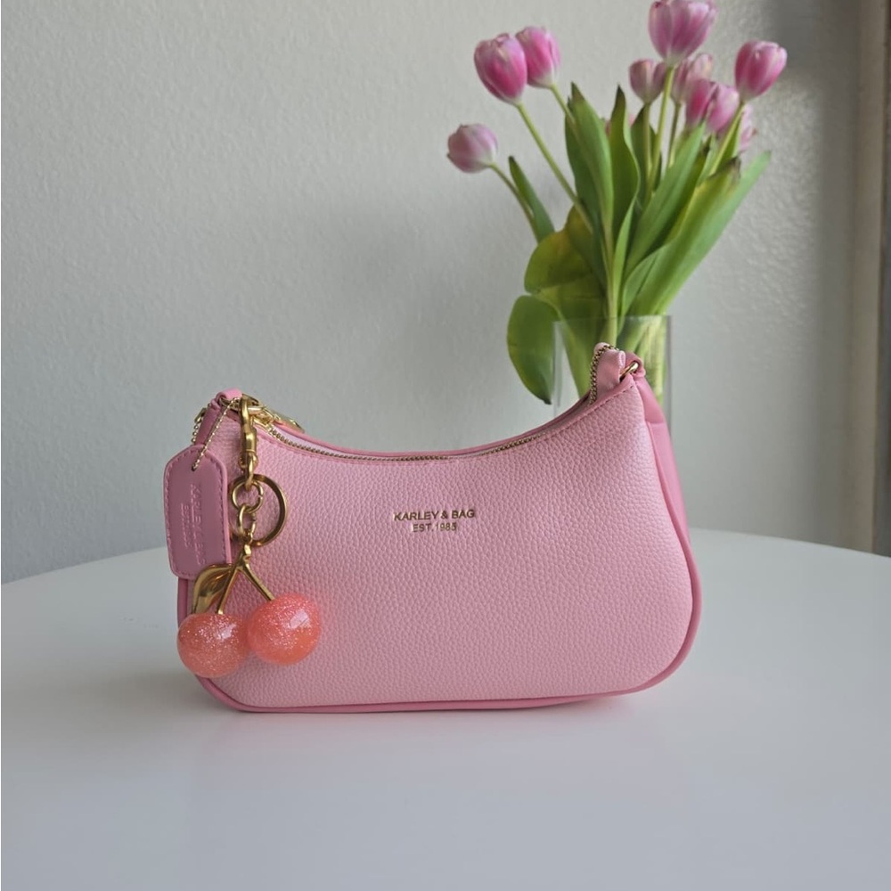 Pink Mini Shoulder Bag with Cherry Charm
